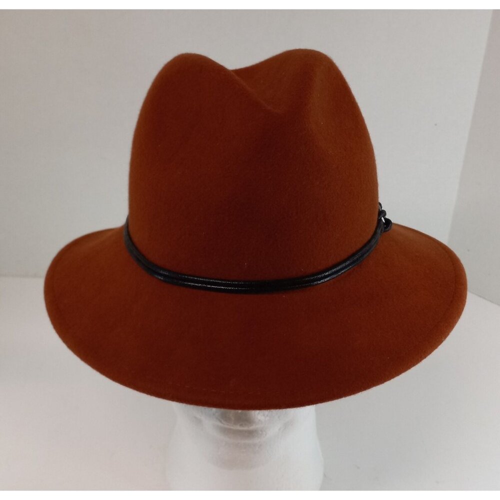 Goorin Bros. Women's Wool Fedora Size Small (6 7/8) Burnt Orange Hat w Band GUC